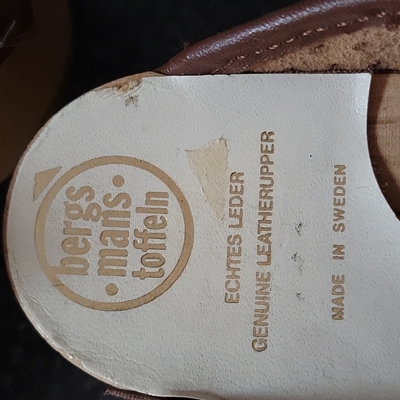 Wooden Sweeden Kids Clogs Bergs Mans Toffeln brown perforated leather new - Picture 5 of 16